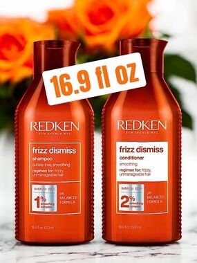 REDKEN Frizz Dismiss Shampoo + Conditioner Smooth Shiny Hair 16.9 fl oz